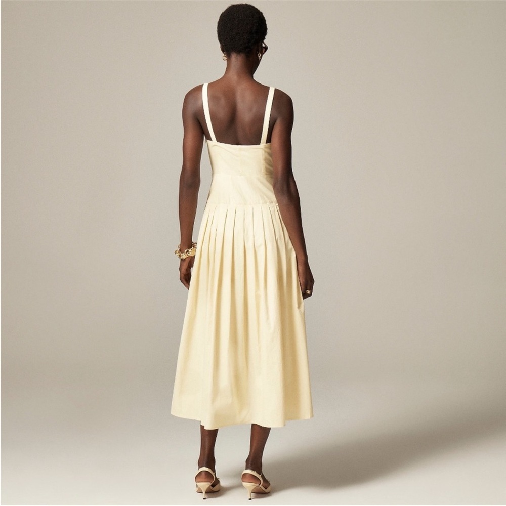 J. Crew Pleated Drop-Waist Dress in Crinkle Cotton Blend - Picture 3 of 12